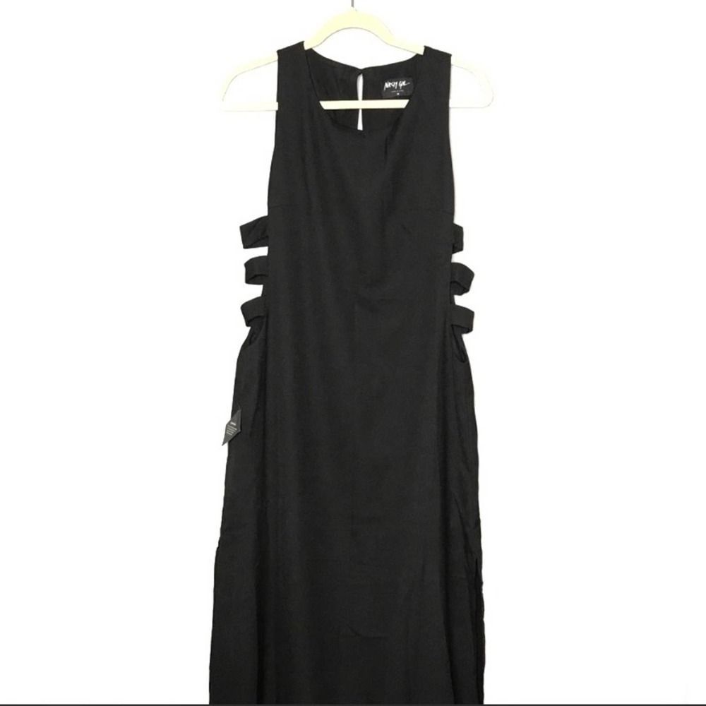 Nasty Gal Sz M black open side gown